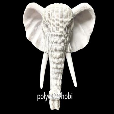 Da 265 - Hasır Örgü Detaylı Duvar Fil Ham Polyester Dekor