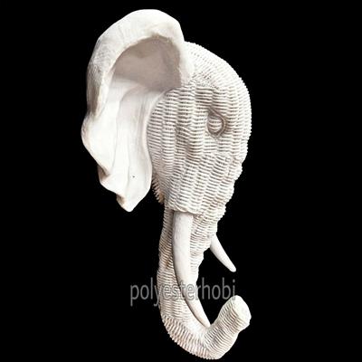 Da 265 - Hasır Örgü Detaylı Duvar Fil Ham Polyester Dekor
