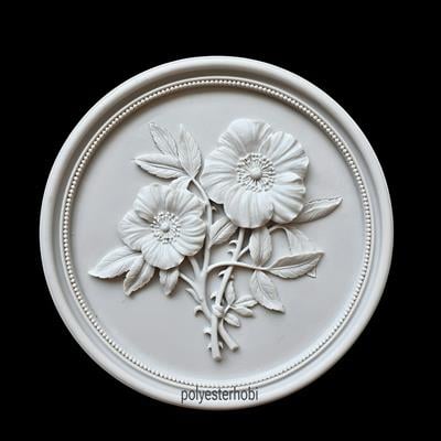 DA 372 - Çiçek Pano Yuvarlak Model Ham Polyester Duvar Dekor