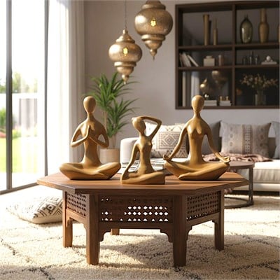 Dekoratif Yoga Yapan Kadın Modern Büst Meditasyon Heykel  Ev ,Ofis Dekor Hediyelik Obje (20 X 13 cm)