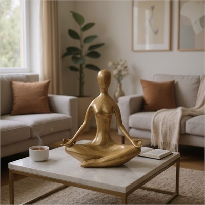 Dekoratif Yoga Yapan Kadın Modern Büst Meditasyon Heykel  Ev ,Ofis Dekor Hediyelik Obje (26 X 20 cm)