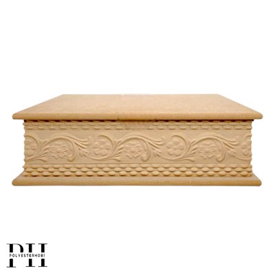 Dikdörtgen Aplikli Ahşap Dekoratif Bölmeli Kutu Model 1