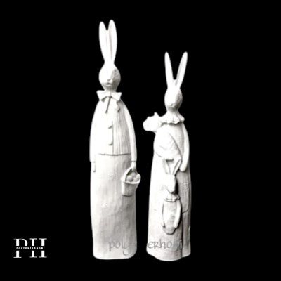 Ob 1001 - Tavşan Ailesi Biblo Ham Polyester Dekoratif Obje