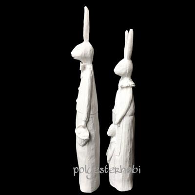 Ob 1001 - Tavşan Ailesi Biblo Ham Polyester Dekoratif Obje