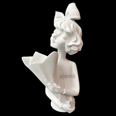 OB 1084 - Buketli Kız Ham Polyester Obje