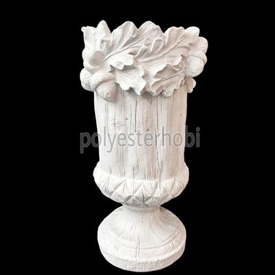 OB 1163 - Palamut Detaylı Vazo / Saksı Ham Polyester Obje