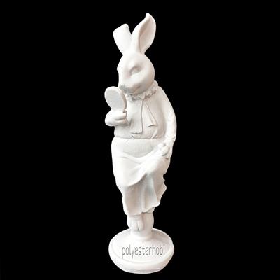 OB 1169 - Tavşan Ayna Tutan Ham Polyester Obje