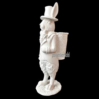 OB 1176 - Tavşan Sırtı Sepetli Büyük Boy Ham Polyester Obje