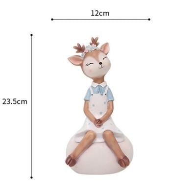 Ob 1192 - Taş Üzerinde Oturan Bambi Kız Geyik Ham Polyester Obje