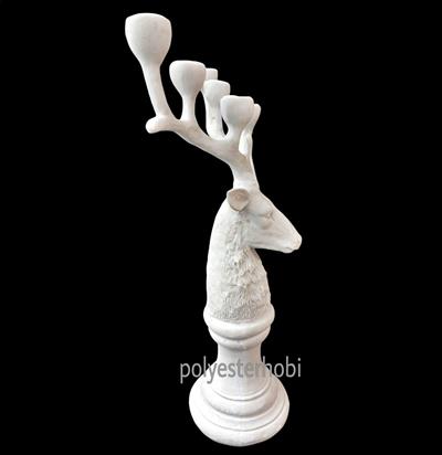 OB 1205 - 6 Lı Geyik Şamdan Mumluk Ham Polyester Obje