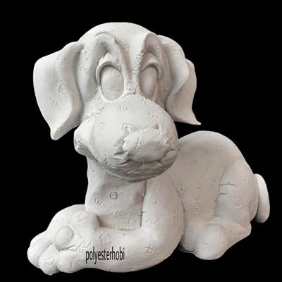 OB 1248 - Sevimli Desenli Yatan Köpek Ham Polyester Obje
