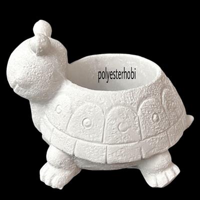 Ob 1309 - Mini Kaplumbağa Saksı Ham Polyester Obje