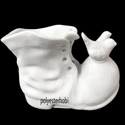 OB 1310 - Mini Botlu Kuş Saksı Ham Polyester Obje