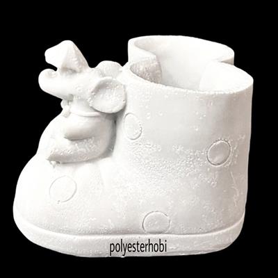 Ob 1320 - Fil Detaylı Bot Saksı Ham Polyester Obje