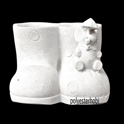Ob 1320 - Fil Detaylı Bot Saksı Ham Polyester Obje