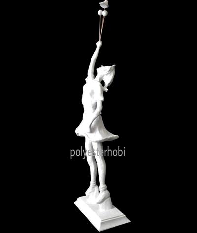 OB 1473 - Balon Tutan Kız Biblo Ham Polyester Obje