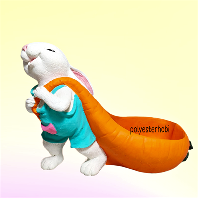 Ob 1502 - Havuç Çuvallı Tavşan Ham Polyester Obje