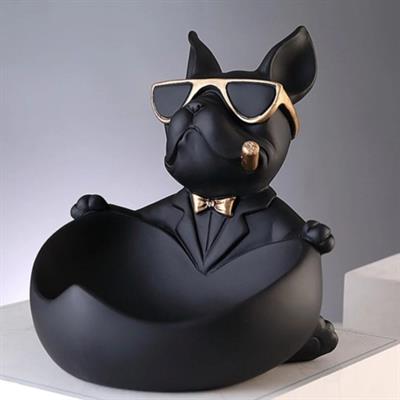 OB 1519 - Kase Tutan Gözlüklü Köpek Ham Polyester Obje