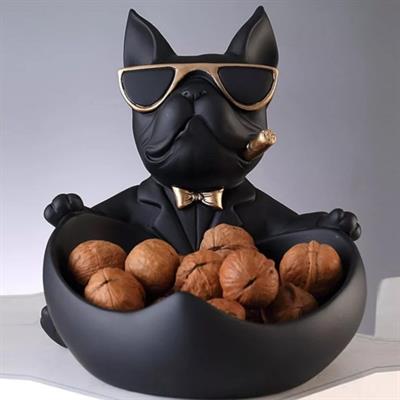 OB 1519 - Kase Tutan Gözlüklü Köpek Ham Polyester Obje