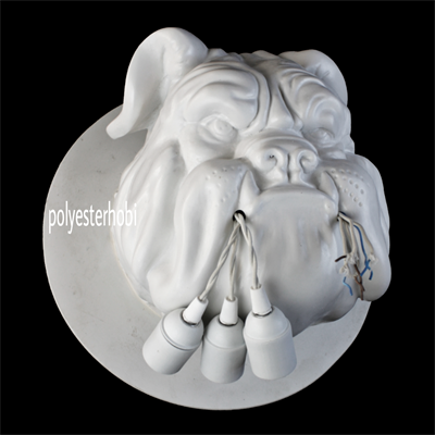 OB 1543 - Duvar Heykel Buldog Aydınlatma Ham Polyester Obje