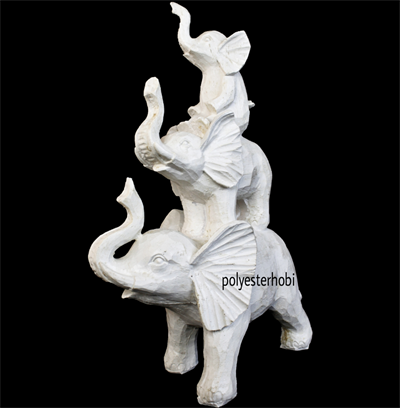 OB 1545 - 3 Lü Fil Ailesi Ham Polyester Obje