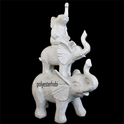 OB 1545 - 3 Lü Fil Ailesi Ham Polyester Obje