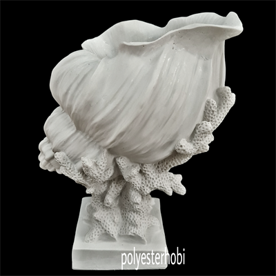 OB 1610 - İstiridye Mercan Detaylı Vazo Ham Polyester Obje