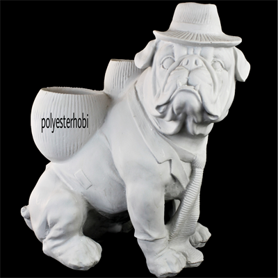 OB 1636 - Sırtı Sepetli Buldog Köpek Ham Polyester Obje
