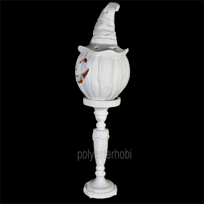 OB 1674 - Ayaklı Şapkalı Balkabağı Led Işıklı Hallowen Kabak Ham Polyester Obje