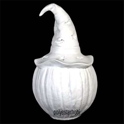 OB 1675 - Şapkalı Balkabağı Led Işıklı Hallowen Kabak Ham Polyester Obje