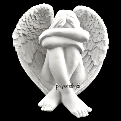 Ob 1706 - Kalp Kanatlı Dev Melek Ham Polyester Obje