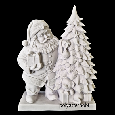 OB 1714 - Noel Baba Çam Ağaç Detaylı Ham Polyester Obje