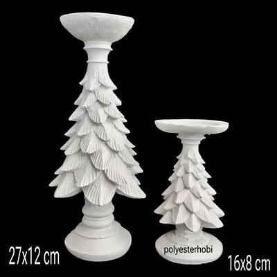 OB 1720 - ÇAM AĞACI MUMLUK KÜÇÜK BOY HAM POLYESTER OBJE