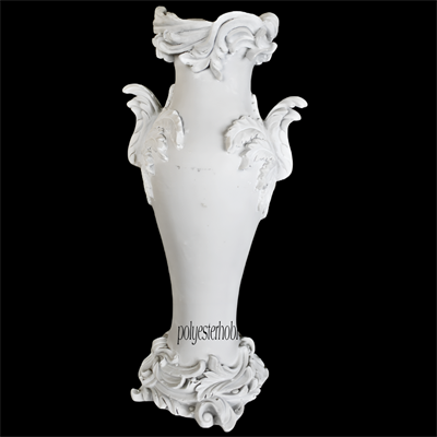 OB 1758 - Yaprak Detaylı Zarif Vazo Ham Polyester Obje