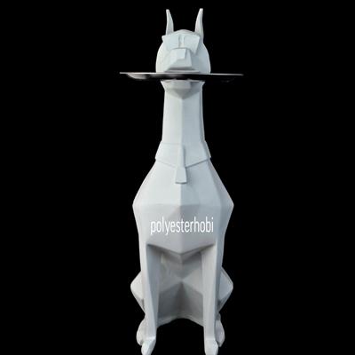 OB 1760 - Tepsi Tutan Kübik Doberman Ham Polyester Obje