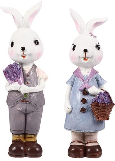 OB 1772 - Tavşan Kız Ve Erkek 2 Li Lavantalı Set Ham Polyester Obje