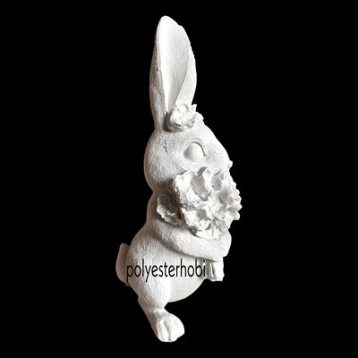 Ob 1781 - Buketli Tavşan Ham Polyester Obje