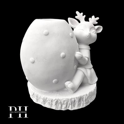 Ob 1783 - Oturan Bambi Geyik Vazo Kalemlik Ham Polyester Obje