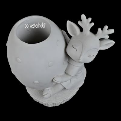 Ob 1783 - Oturan Bambi Geyik Vazo Kalemlik Ham Polyester Obje