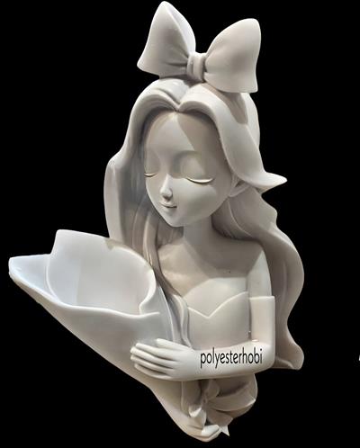 Ob 1792 - Buketli Kız Sunumluk Ham Polyester Obje