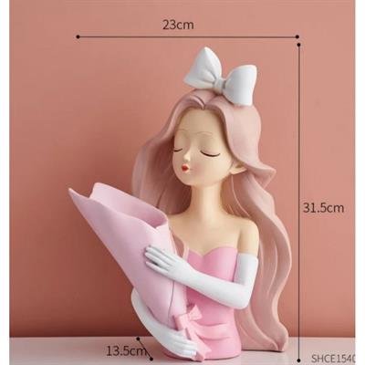 Ob 1792 - Buketli Kız Sunumluk Ham Polyester Obje