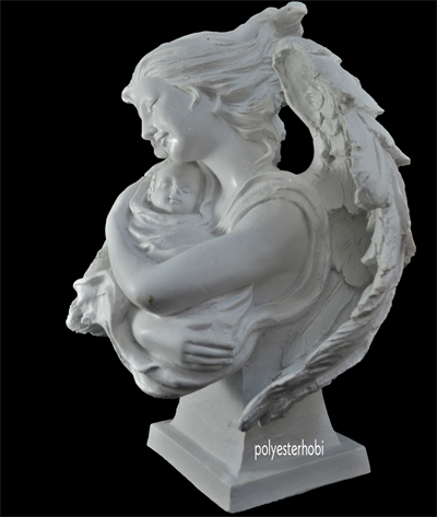 Ob 1882 - Kanatlı Melek Anne Bebek Ham Polyester Obje