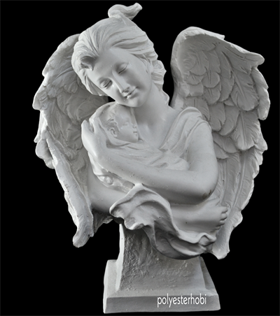 Ob 1882 - Kanatlı Melek Anne Bebek Ham Polyester Obje