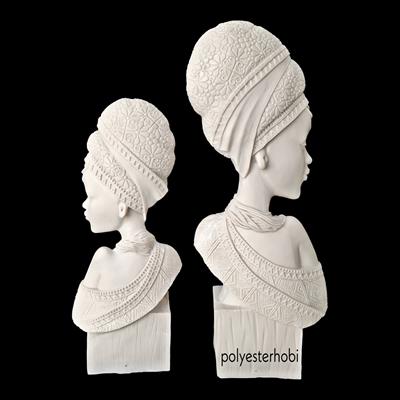 Ob 1889 - Afrikalı Zenci kız 2 li set Ham Polyester Obje