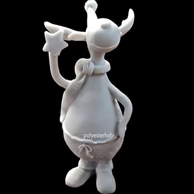 Ob 1902 - Yıldız Tutan Geyik Ham Polyester Obje