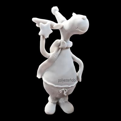 Ob 1902 - Yıldız Tutan Geyik Ham Polyester Obje