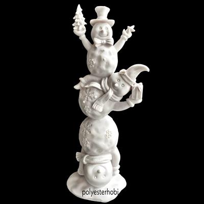 Ob 1913 - 3 Lü Neşeli Kardan Adam Ham Polyester Obje