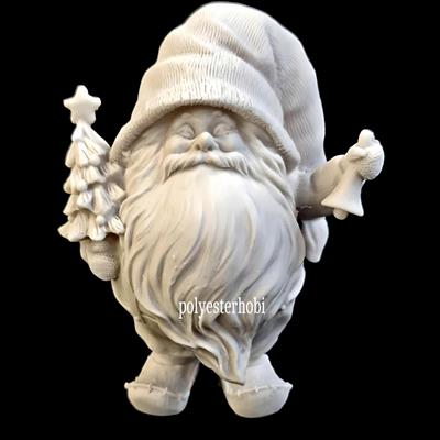 OB 1942 - Noel Baba Çam Ağaç Detaylı Ham Polyester Obje