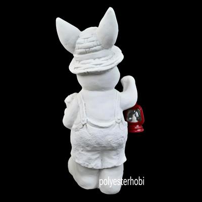 OB 2027 - Fenerli Erkek Tavşan Ham Polyester Obje