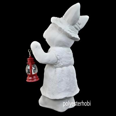 OB 2028 - Fenerli Kız Tavşan Ham Polyester Obje